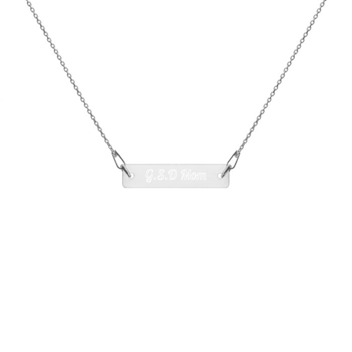 Engraved Silver Bar Chain Necklace