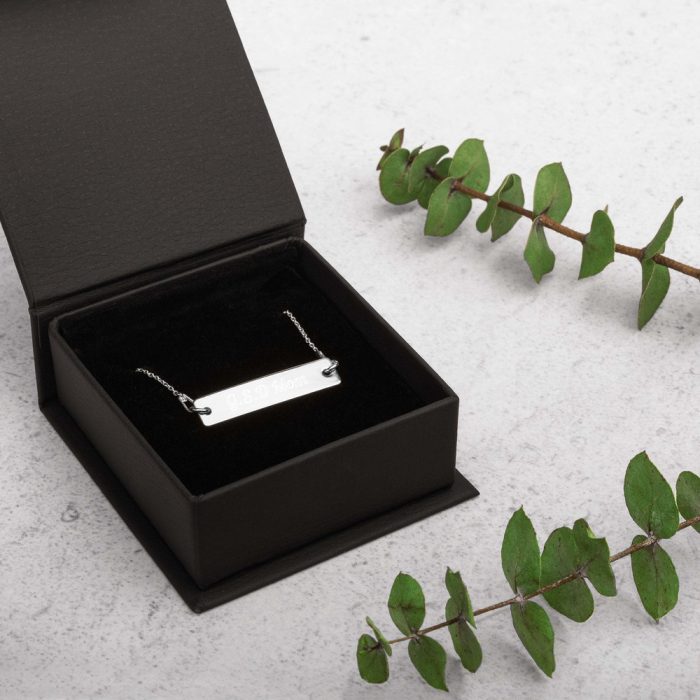 Engraved Silver Bar Chain Necklace - Image 2